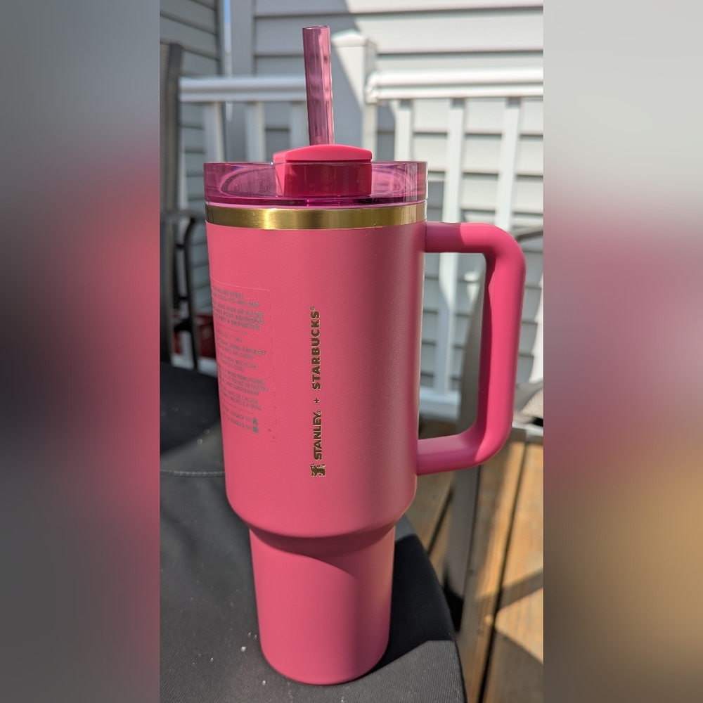Starbucks x Stanley Berry Pink Glitter Stainless 40 oz. Tumbler, NWT